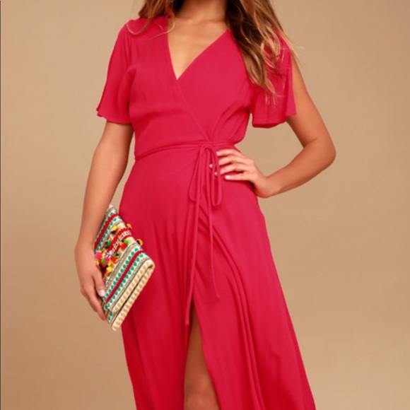 Lulus much obliged red wrap maxi dress - Picture 2 of 8